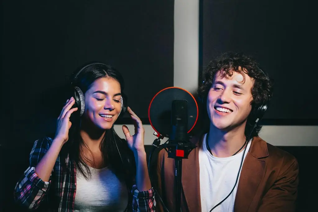 Couple singing together