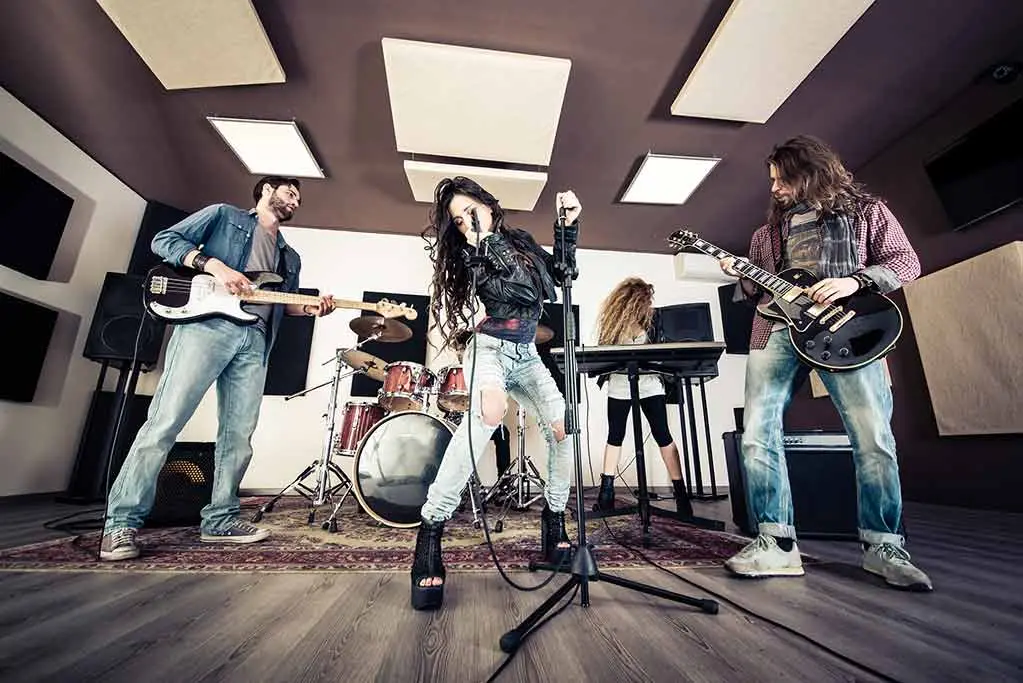 Rock band performing